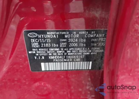 2017 Hyundai Elantra Se из США, поврежденный, VIN KMHD84LF1HU069197